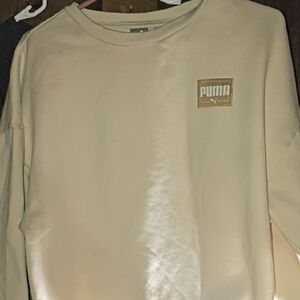 Puma Cream Crewneck Sweatshirt with Patch Logo